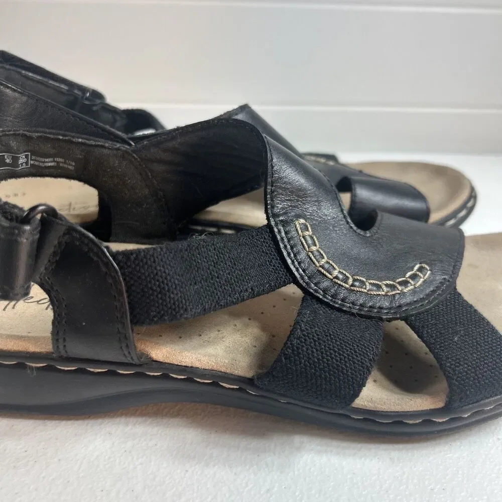Clarks Collection Women’s Sandals Size 9 M Black Leather Leisa Lakelyn Comfort